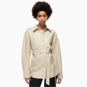 Aritzia FAVOURITE | Babaton Ava Supple Faux Leather Button up belt Jacket Cream
